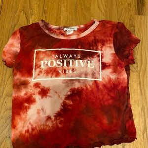 Red and pink tie dye crop top